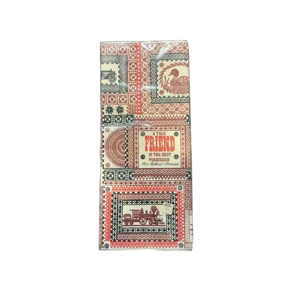 Vintage Americana‎ Folk Art Wrapping Paper Sheets Poor Richards Almanack 15x6.5